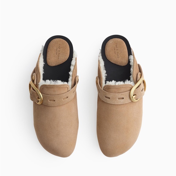 rag & bone Shoes - Rag & Bone Ansley Slide Cream Suede Shearling Slippers
